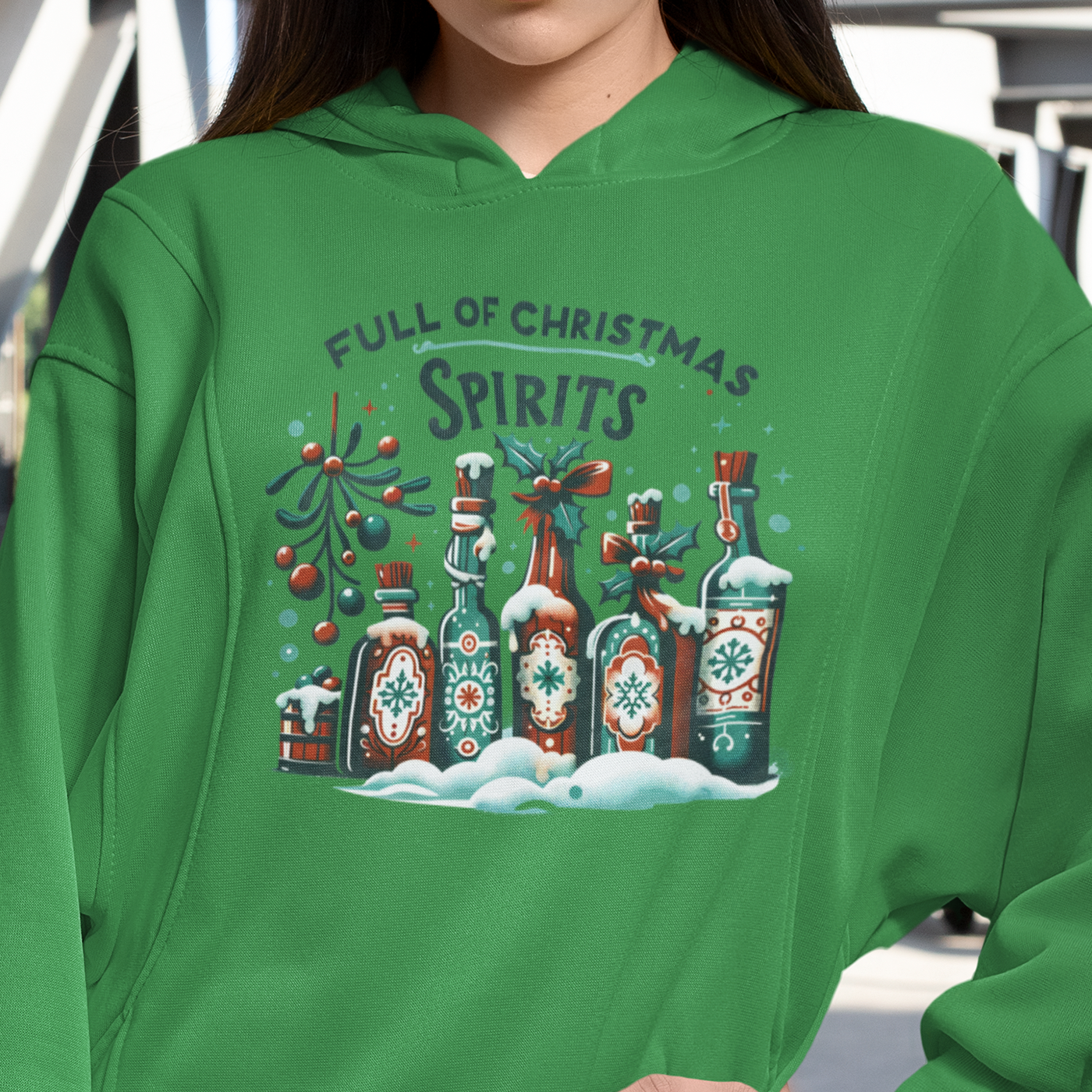 Full of Christmas Spirits | Festive Holiday Bottles | Unisex Hoodie